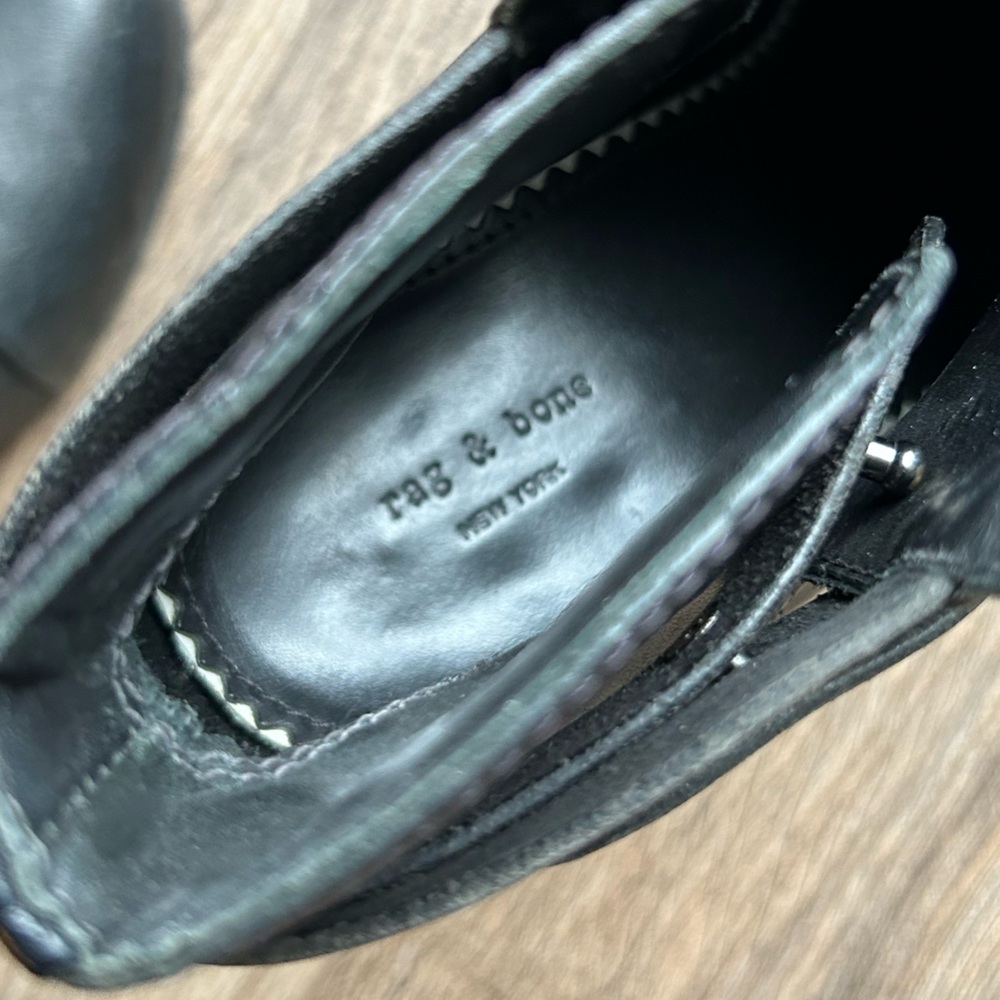 Rag & Bone Harrow Black Leather Heeled Booties | 6.5 - Picture 5 of 16